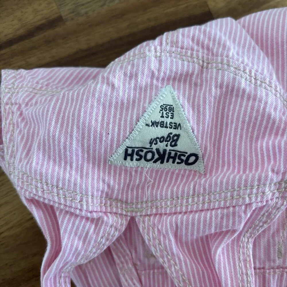 OshKosh B'gosh Baby Shortalls Pinstripe Pink White Size 6‎ Months Summer Classic